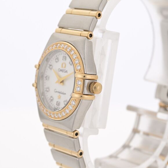 OMEGA Constellation 18k Gold MOP Diamond Dial & Bezel Full Bar 23mm Ladies Watch - Picture 3 of 13